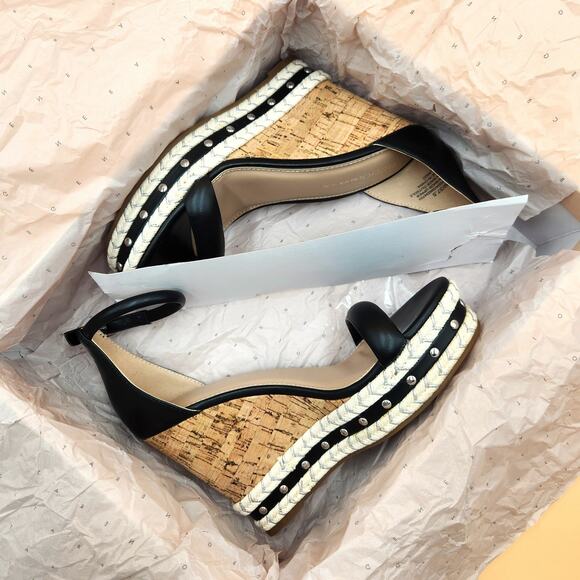 BCBGeneration Women Black Narida Ankle Strap Wedge Platform Sandals Size US 7 - Picture 2 of 6